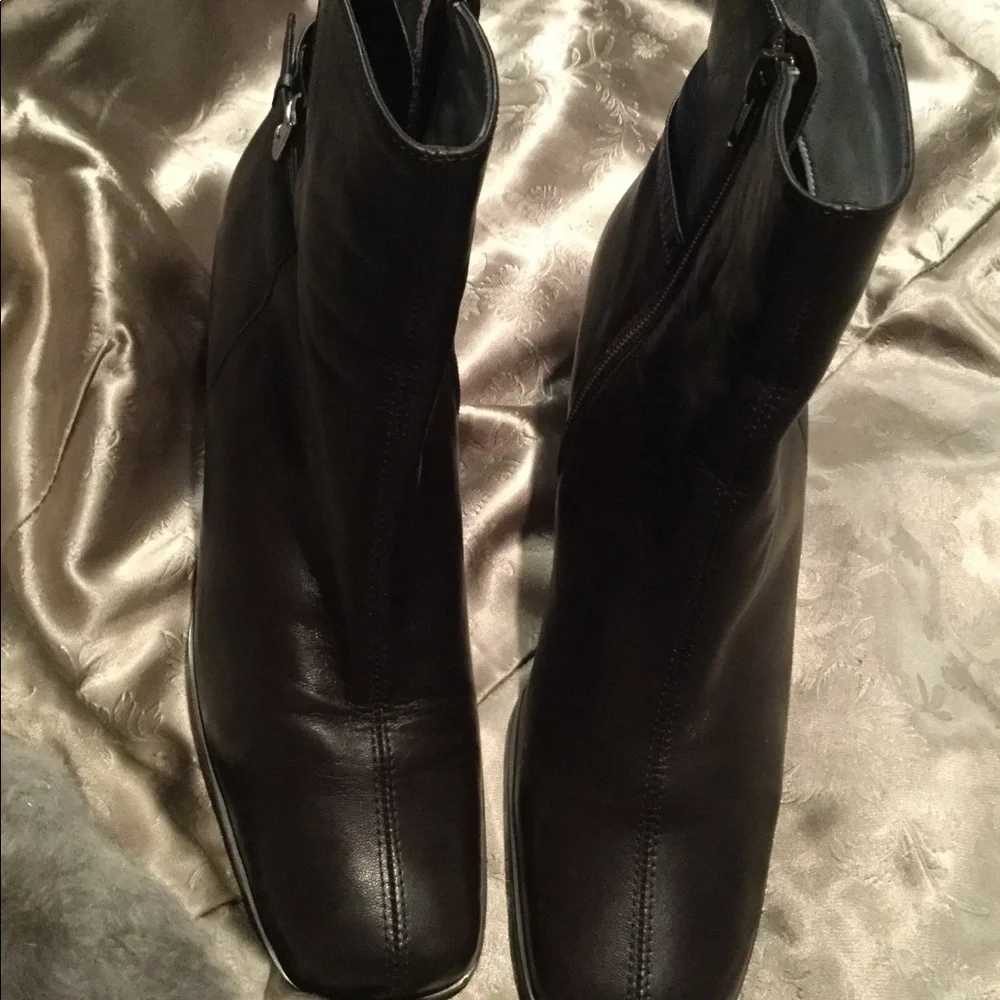 UNISA Leather Ankle Boots w/ Buckle Embellishment